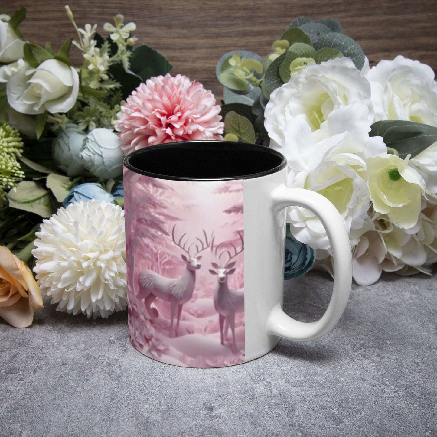 Pink DeerMug with Black Inside Rock n Royalty Designs