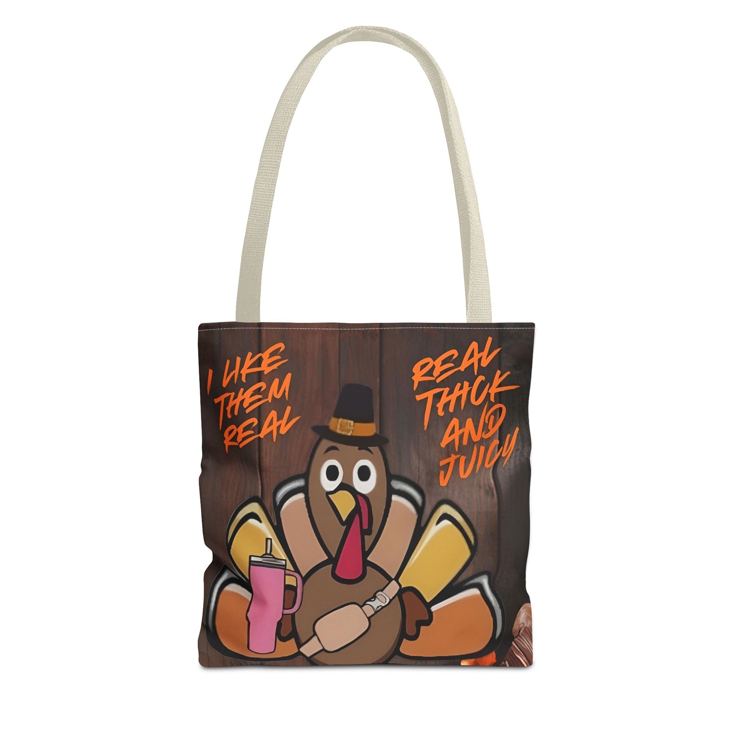 "Real Thick and Juicy Turkey Thanksgiving Tote Bag | Funny Holiday Shopping Bag" Printify