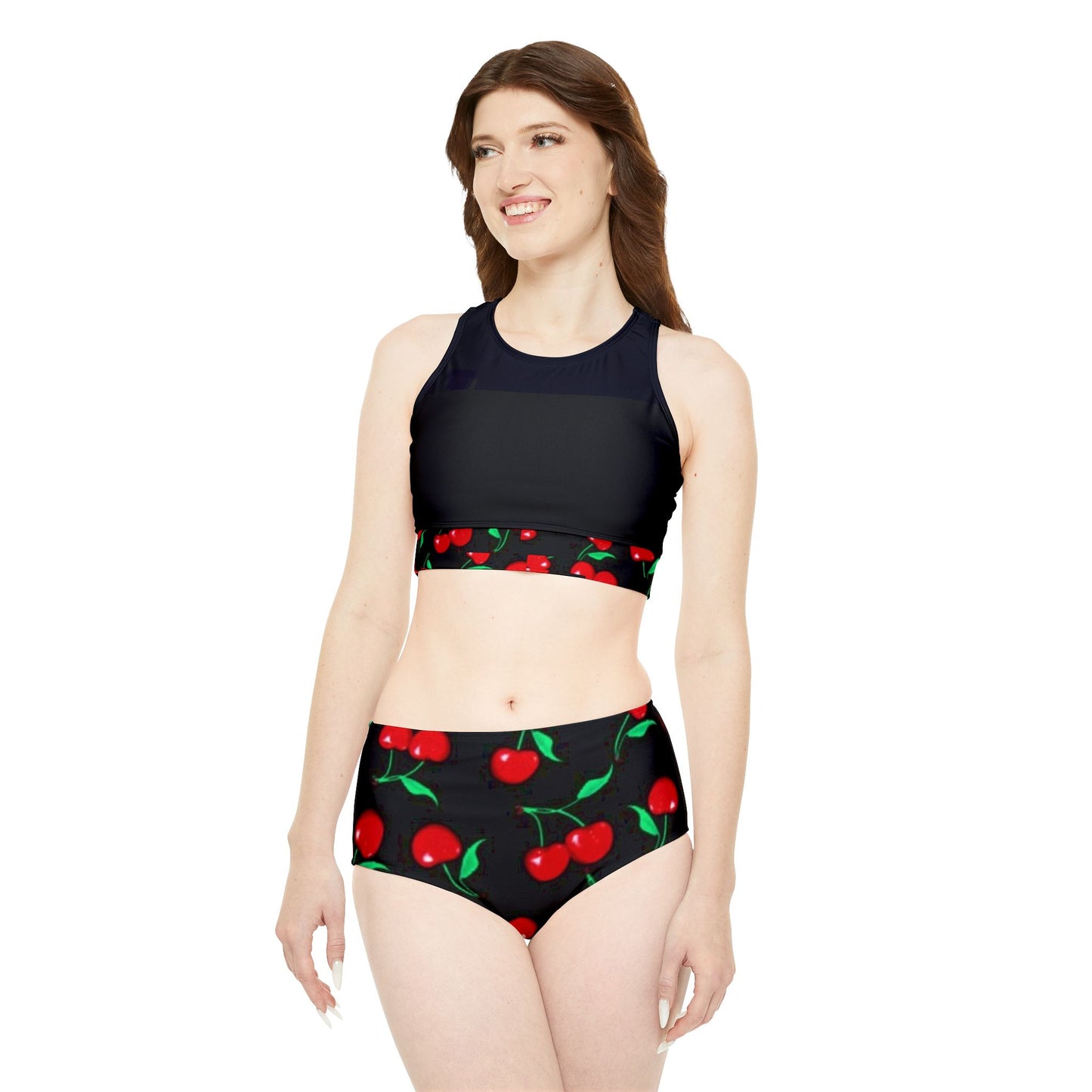 BLK RED CHEERIES - Sporty Bikini Set (AOP) - Rock n Royalty Designs