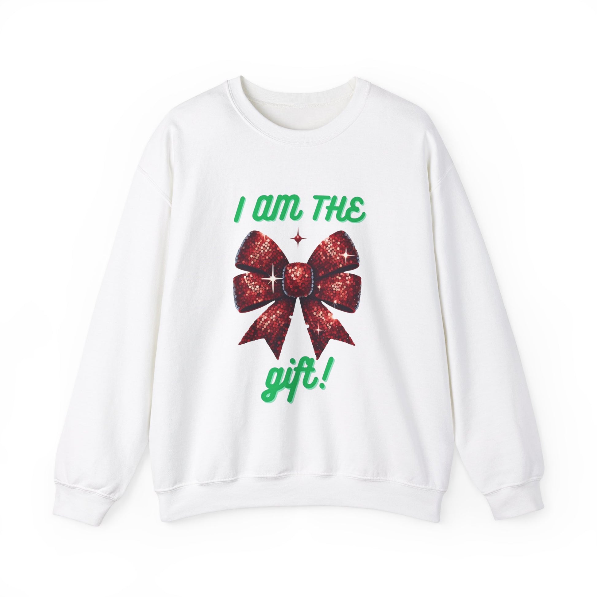 I Am The Gift Christmas Sweatshirt | Funny Holiday Red Bow Crewneck Printify