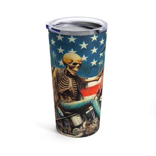 American Flag -Skull Biker - Motorcycle Tumbler 20oz - Rock n Royalty Designs