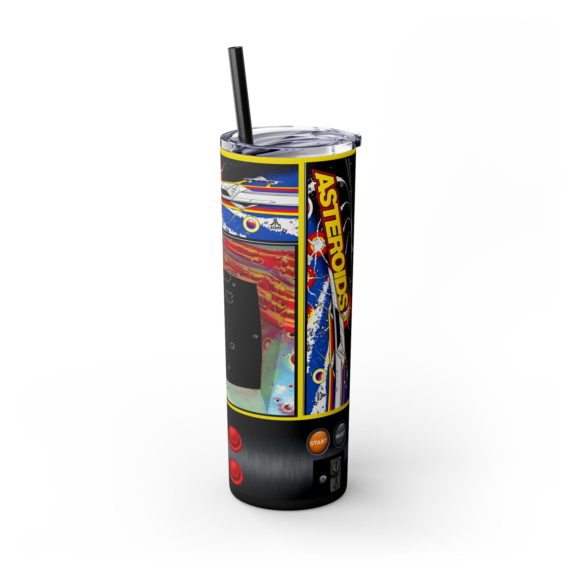 ASTROIDS ARCADE GAME - Skinny Tumbler with Straw, 20oz - Rock n Royalty Designs