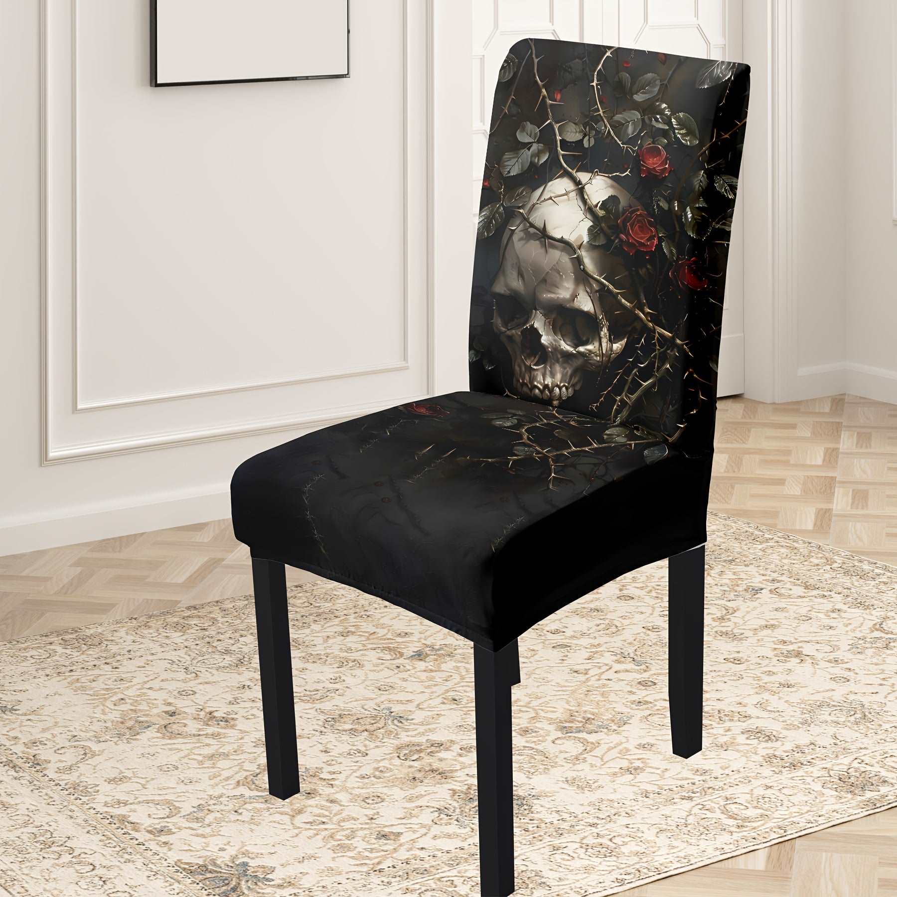 4/6 Stretch Skull Dining Chair Cover Set - Rock n Royalty Designs