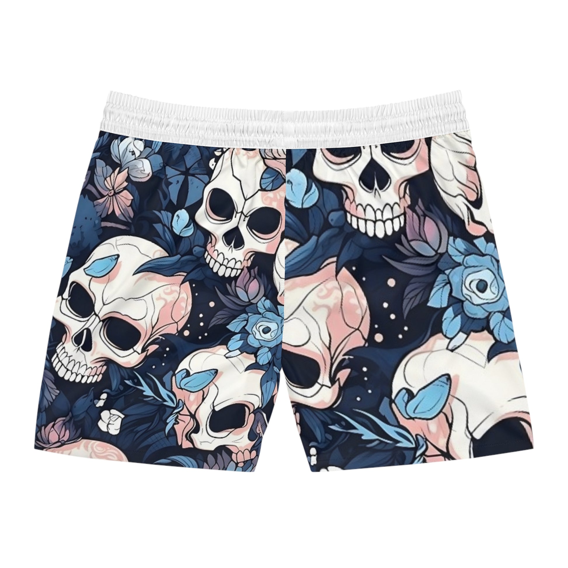 BLUE SKULL - Men's Mid-Length Swim Shorts (AOP) - Rock n Royalty Designs