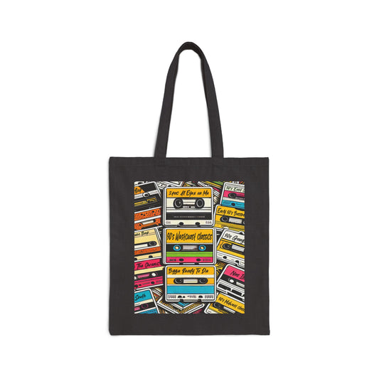 Colorful Cassette Tapes - 80s ERA -Cotton Canvas Tote Bag Printify