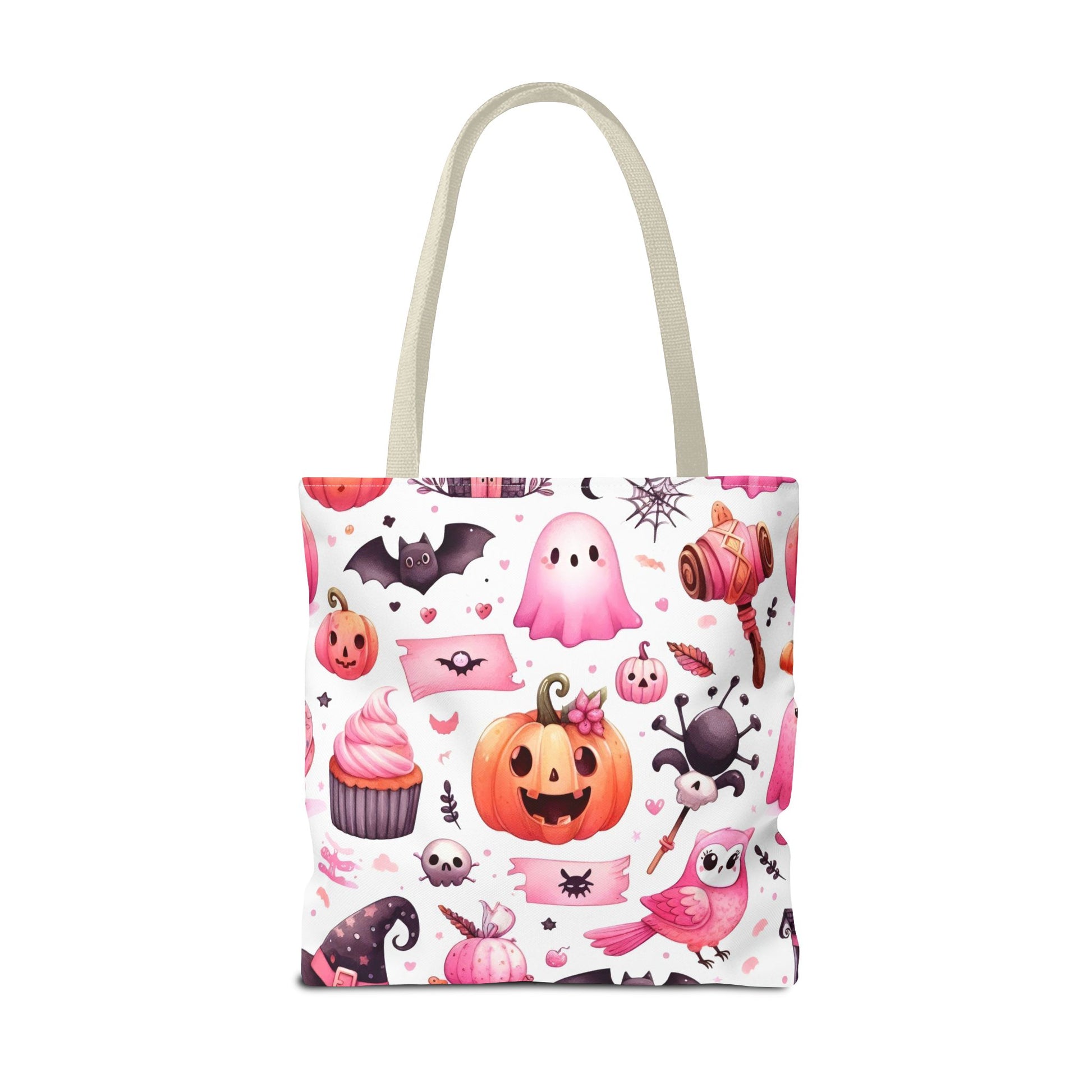 "Kawaii Halloween Tote Bag - Cute Ghost, Pumpkin & Spooky Treats Design" Printify