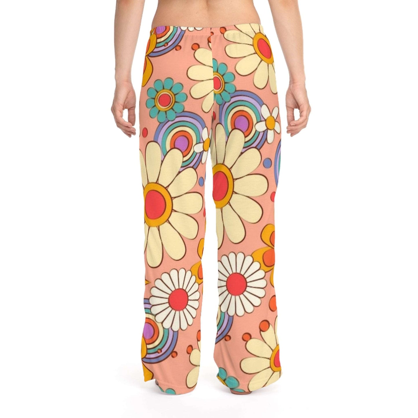 70s Orange Flowers - Women's Pajama Pants (AOP) - Rock n Royalty Designs