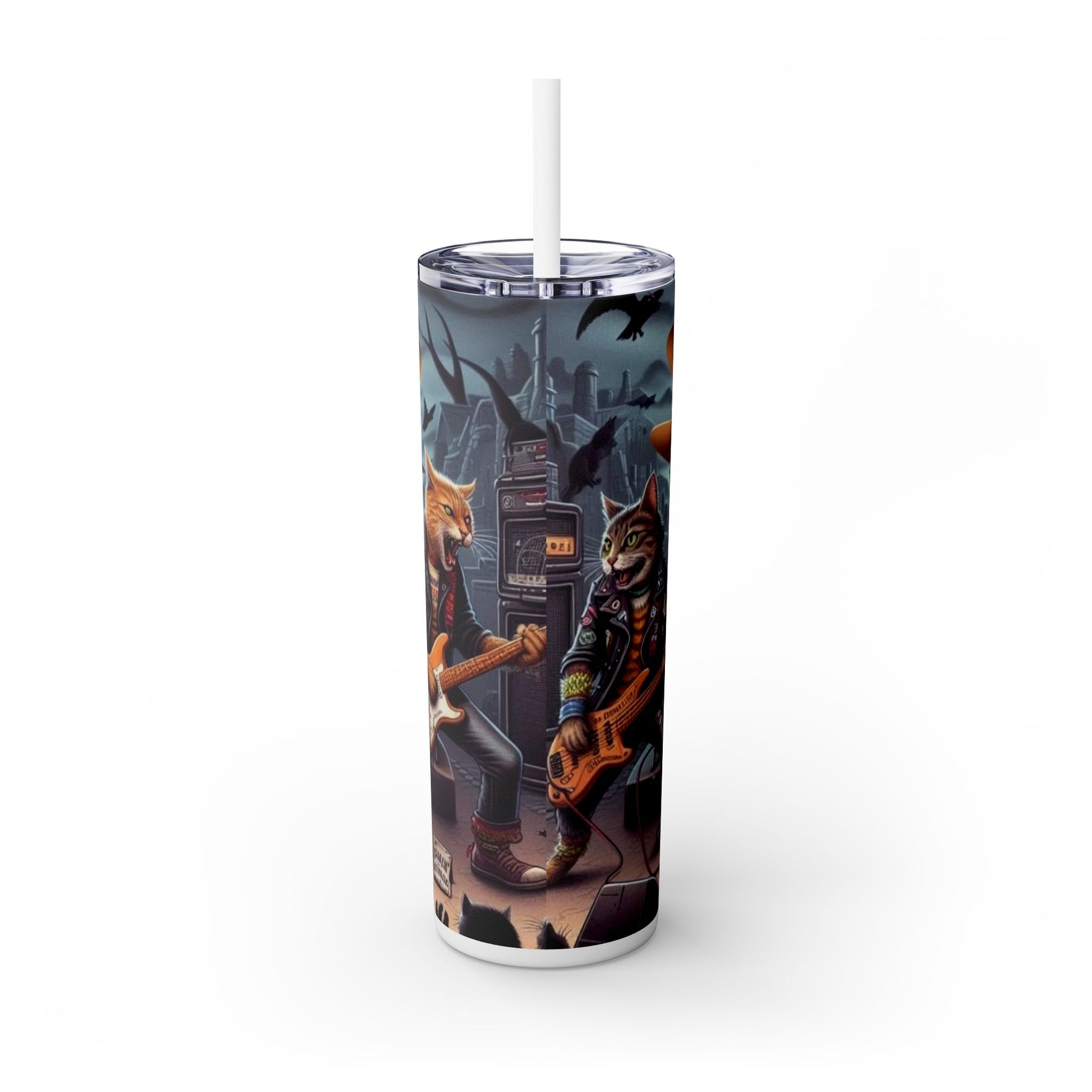 The Cats are Stray -  Skinny Tumbler with Straw, 20oz Printify