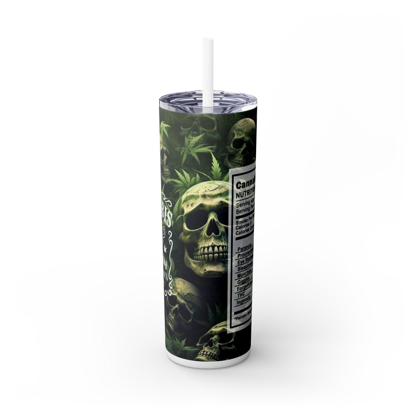 CANNABIS + Servings - Skinny Tumbler with Straw, 20oz - Rock n Royalty Designs