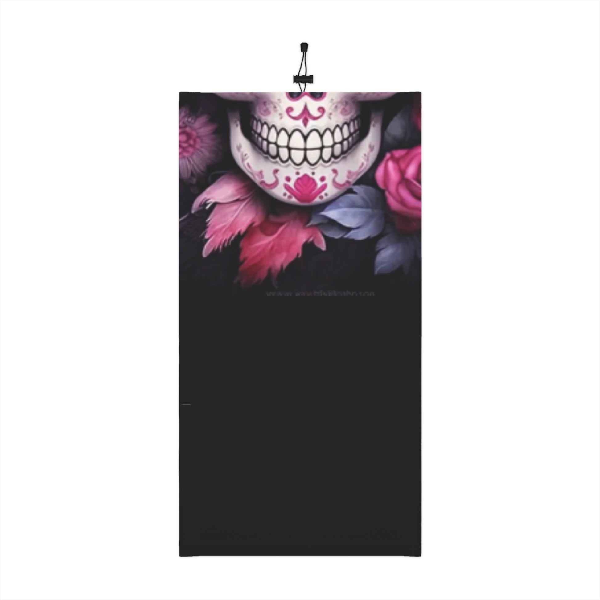 Skull Pink Blue Womans Neck Gaiter With Drawstring - Rock n Royalty Designs