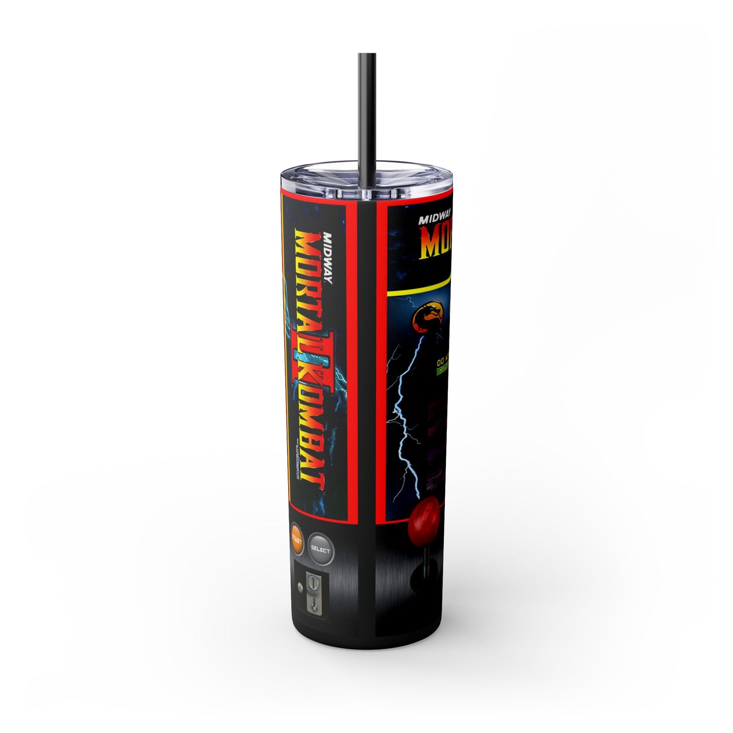 MORTAL KOMBAT ARCADE GAME - Skinny Tumbler with Straw, 20oz - Rock n Royalty Designs