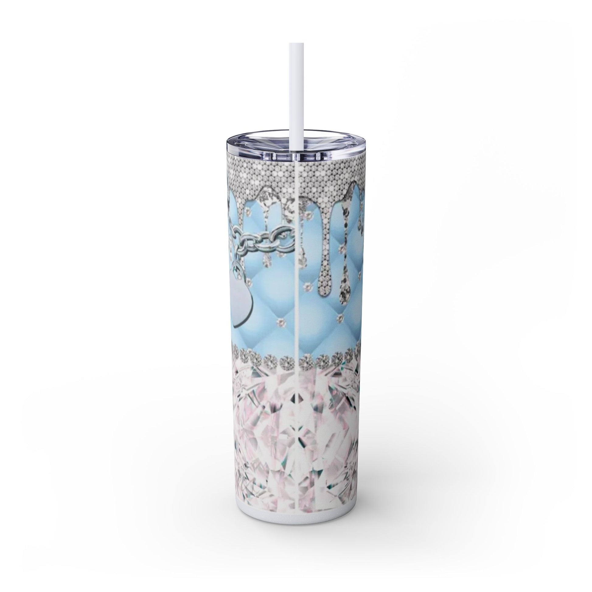 Tiff Purse Blue - Skinny Tumbler with Straw, 20oz - Rock n Royalty Designs