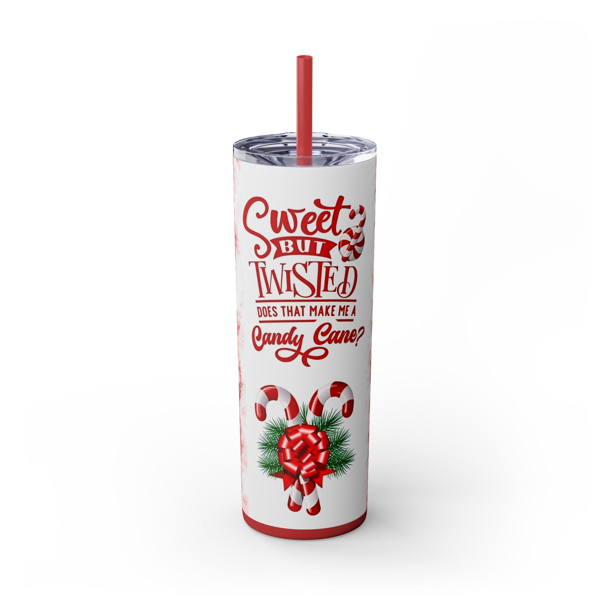 CHRISTMAS CANDY CANE Skinny Tumbler with Straw, 20oz Printify