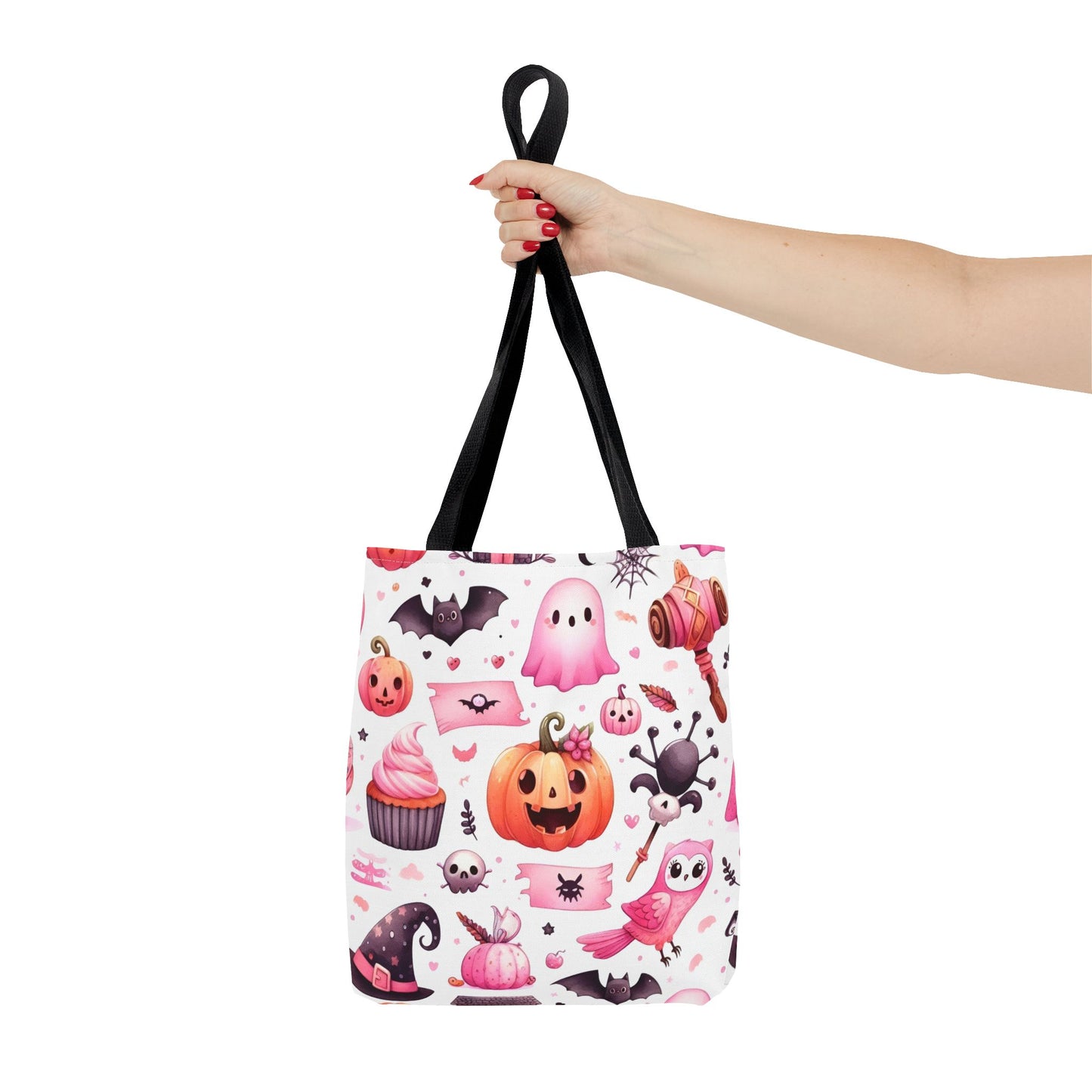 "Kawaii Halloween Tote Bag - Cute Ghost, Pumpkin & Spooky Treats Design" Printify