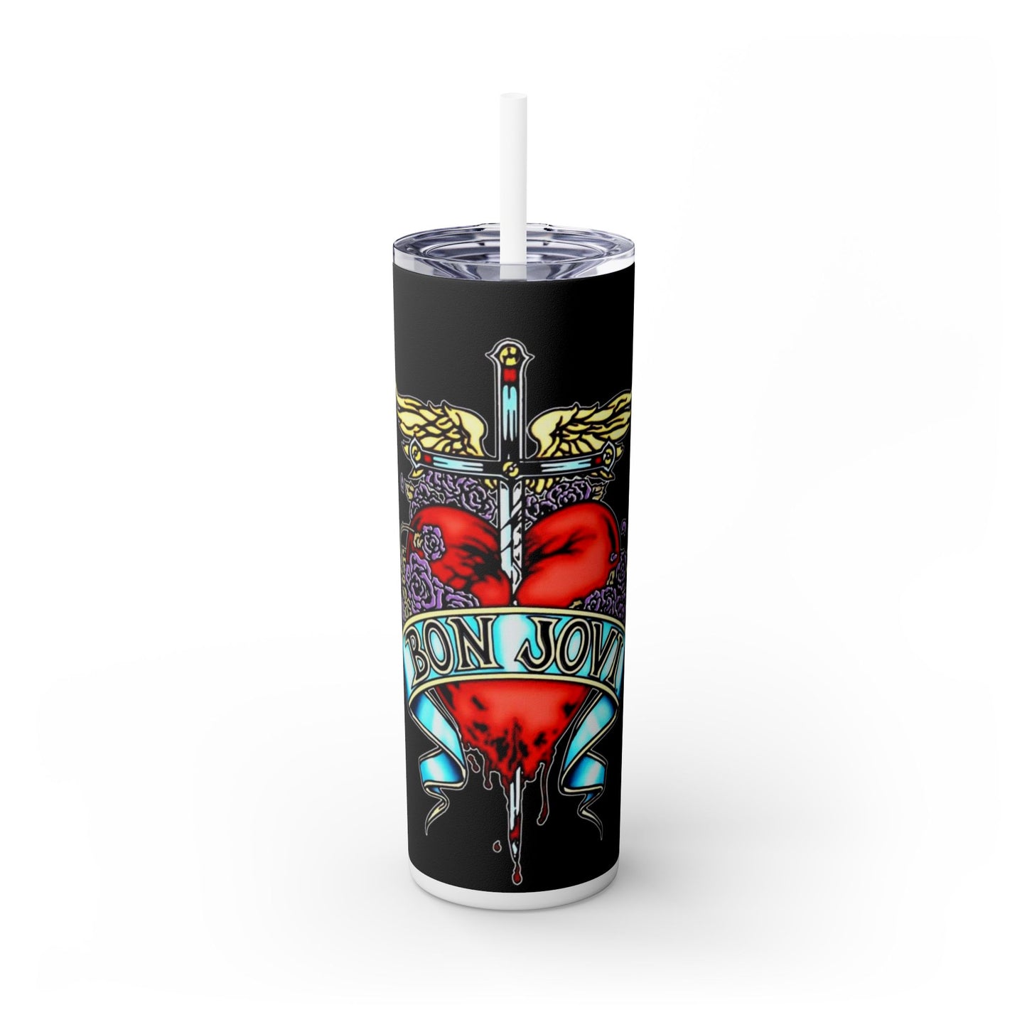 Bon Jovi Skinny Tumbler with Straw, 20oz - Rock n Royalty Designs