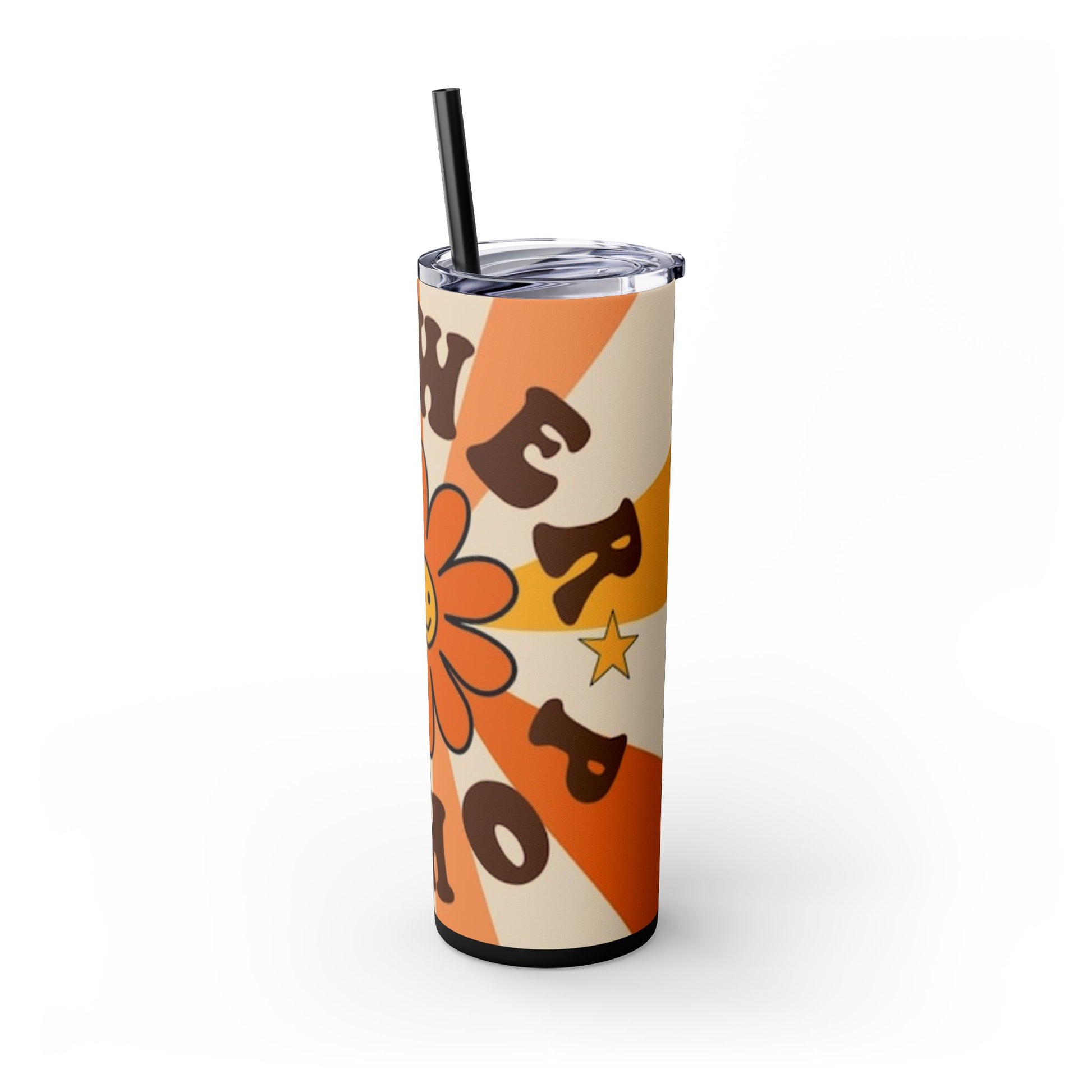 FLOWER POWER 60s -Skinny Tumbler with Straw, 20oz - Rock n Royalty Designs