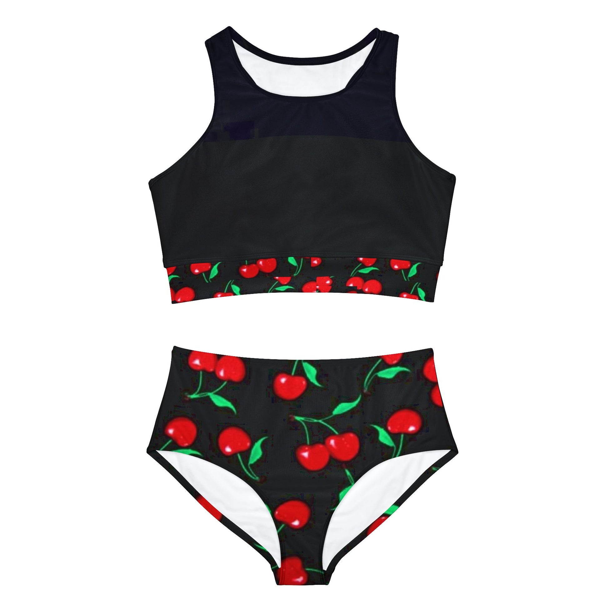 BLK RED CHEERIES - Sporty Bikini Set (AOP) - Rock n Royalty Designs