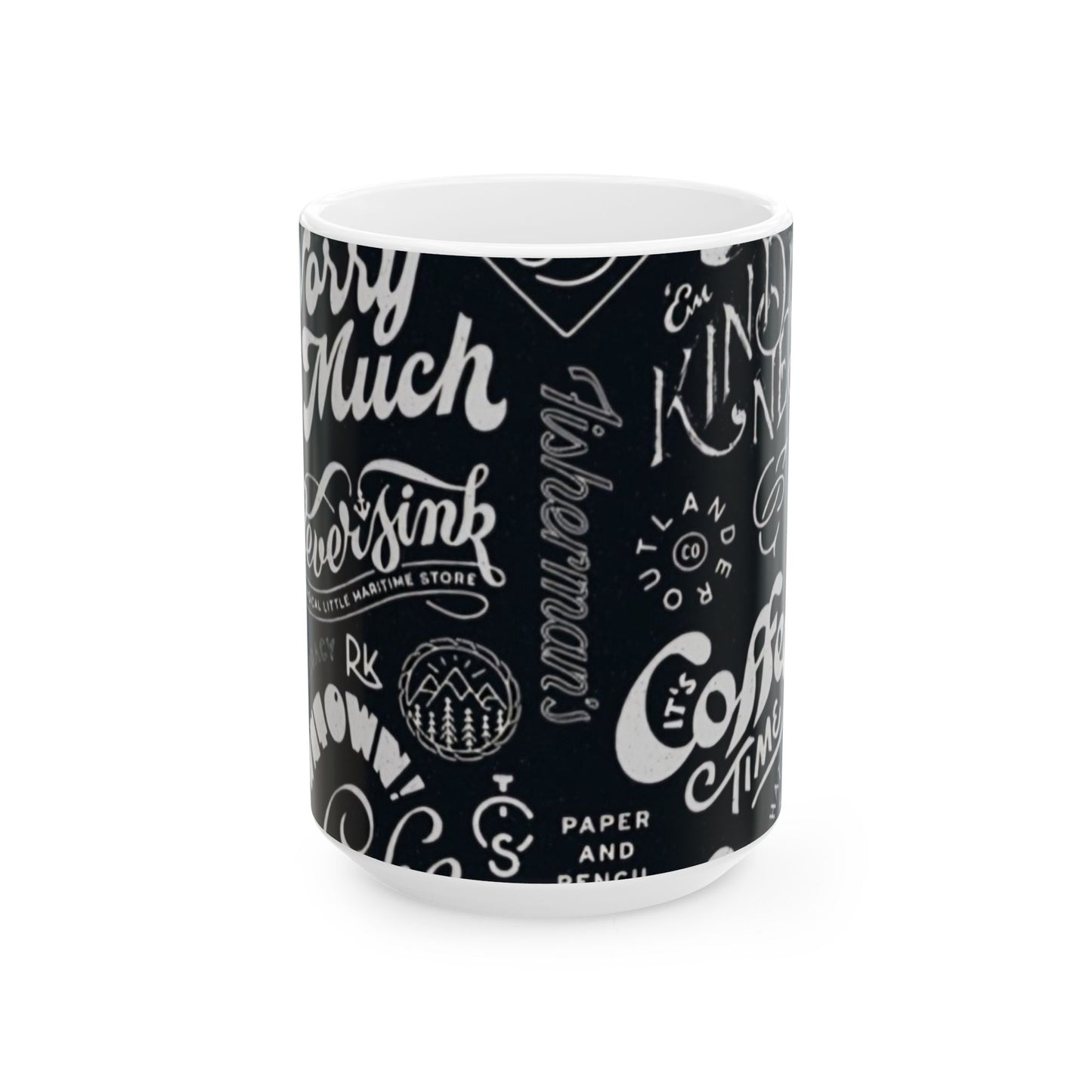 BLK/WHT "Coffee" Ceramic Mug, (11oz, 15oz) Printify