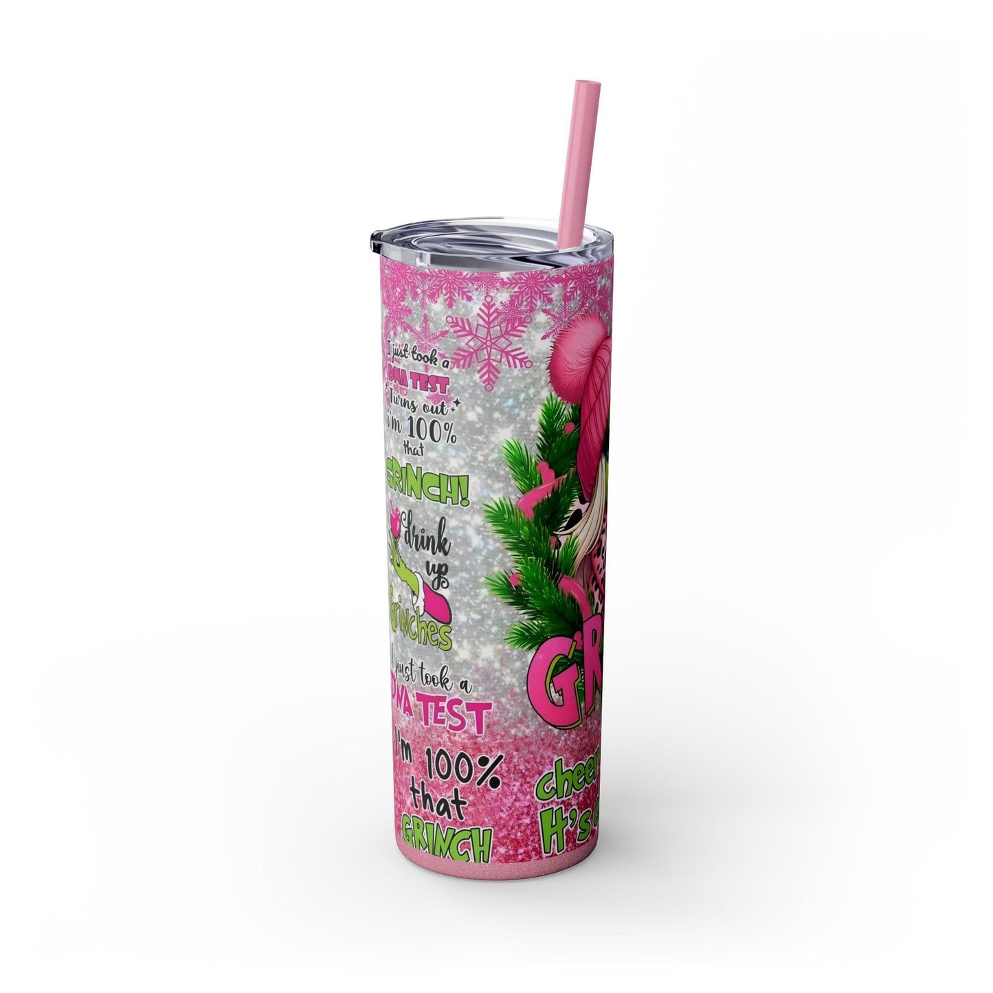 "Grinch Christmas Tumbler - Funny Holiday Drink Cup with Straw" Printify