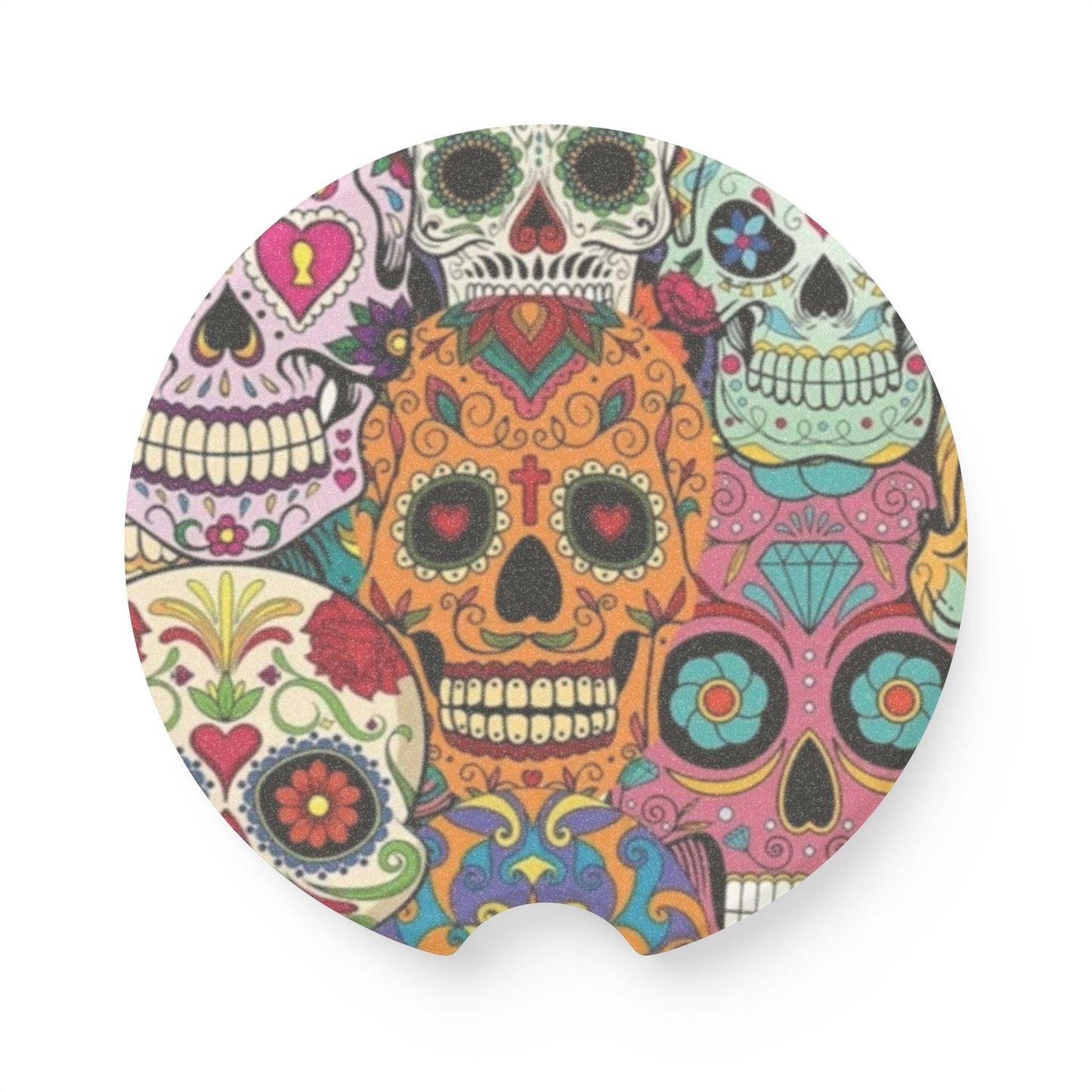 Multi- Color Skull - Soapstone Car Coaster - Rock n Royalty Designs