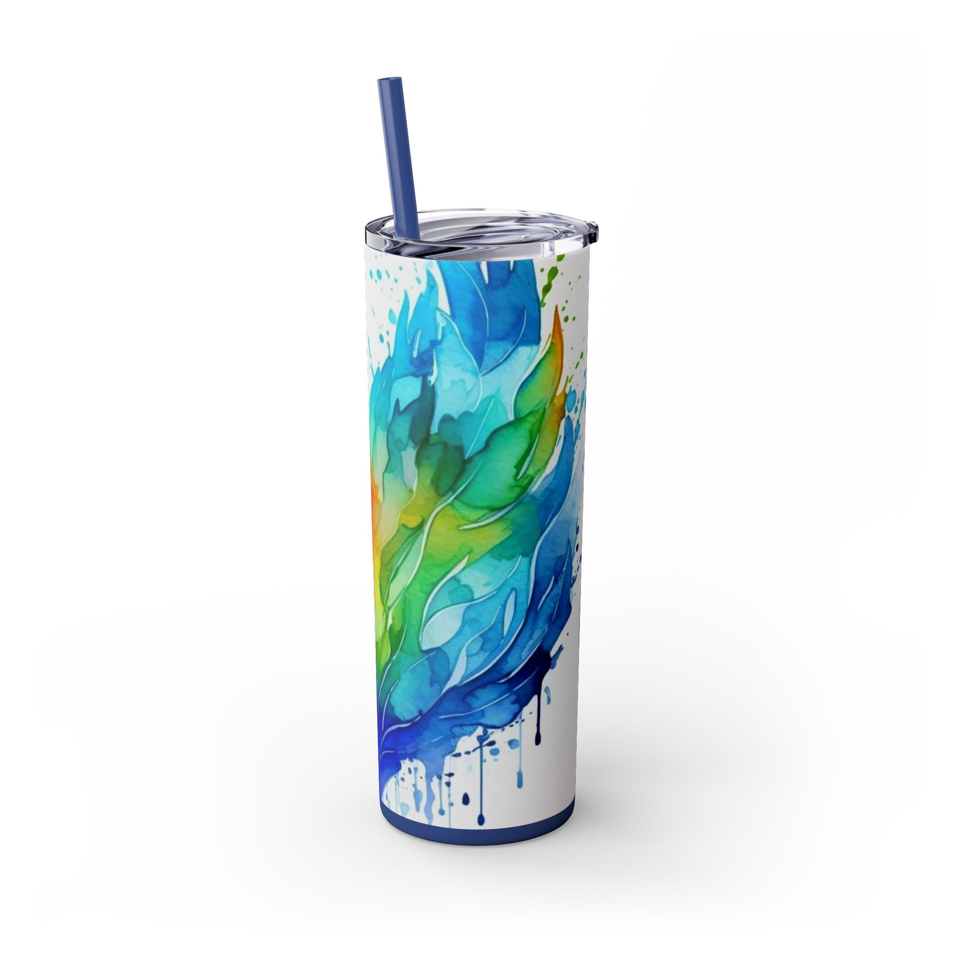 Rainbow Wngs -Skinny Tumbler with Straw, 20oz - Rock n Royalty Designs