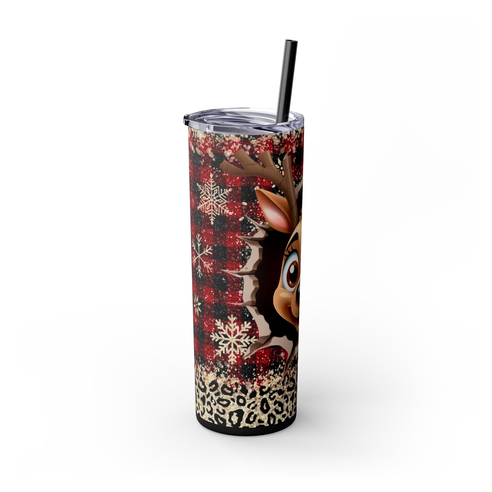 Reindeer Tumbler with Straw, 20oz Printify