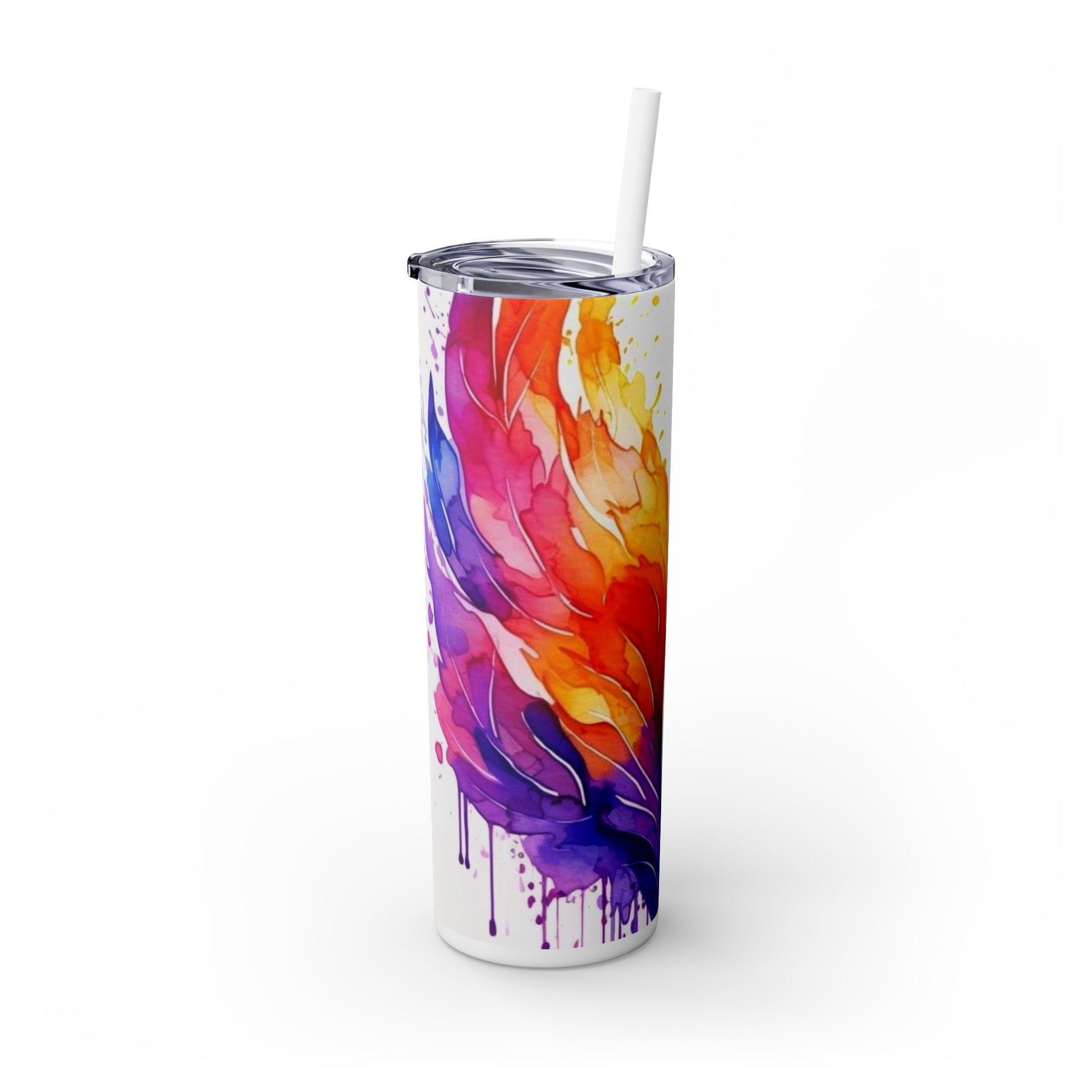 Rainbow Wngs -Skinny Tumbler with Straw, 20oz - Rock n Royalty Designs