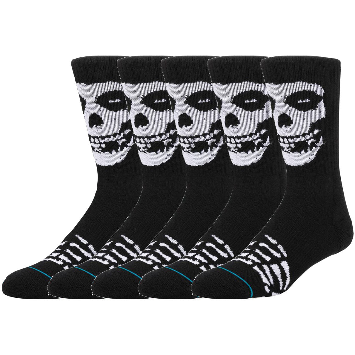 Skull Print Crew Socks - 5 Pairs Men's Novelty Sweat-Absorbing Socks - Rock n Royalty Designs