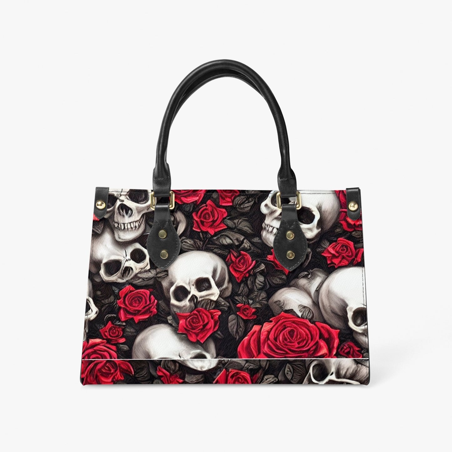 876. Tote Bag - Red Roses & Skull Design - Long Strap and Inner Bag