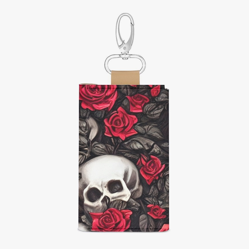 822. Rose and Skull - Black & Red - Key Holder Case