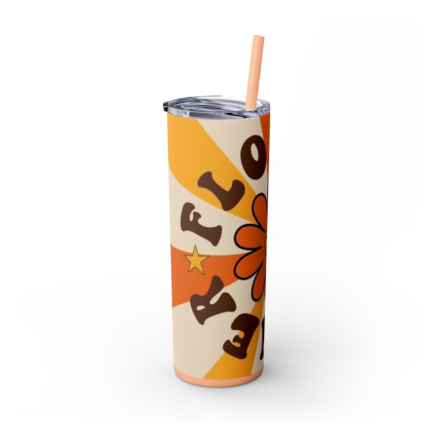 FLOWER POWER 60s -Skinny Tumbler with Straw, 20oz - Rock n Royalty Designs