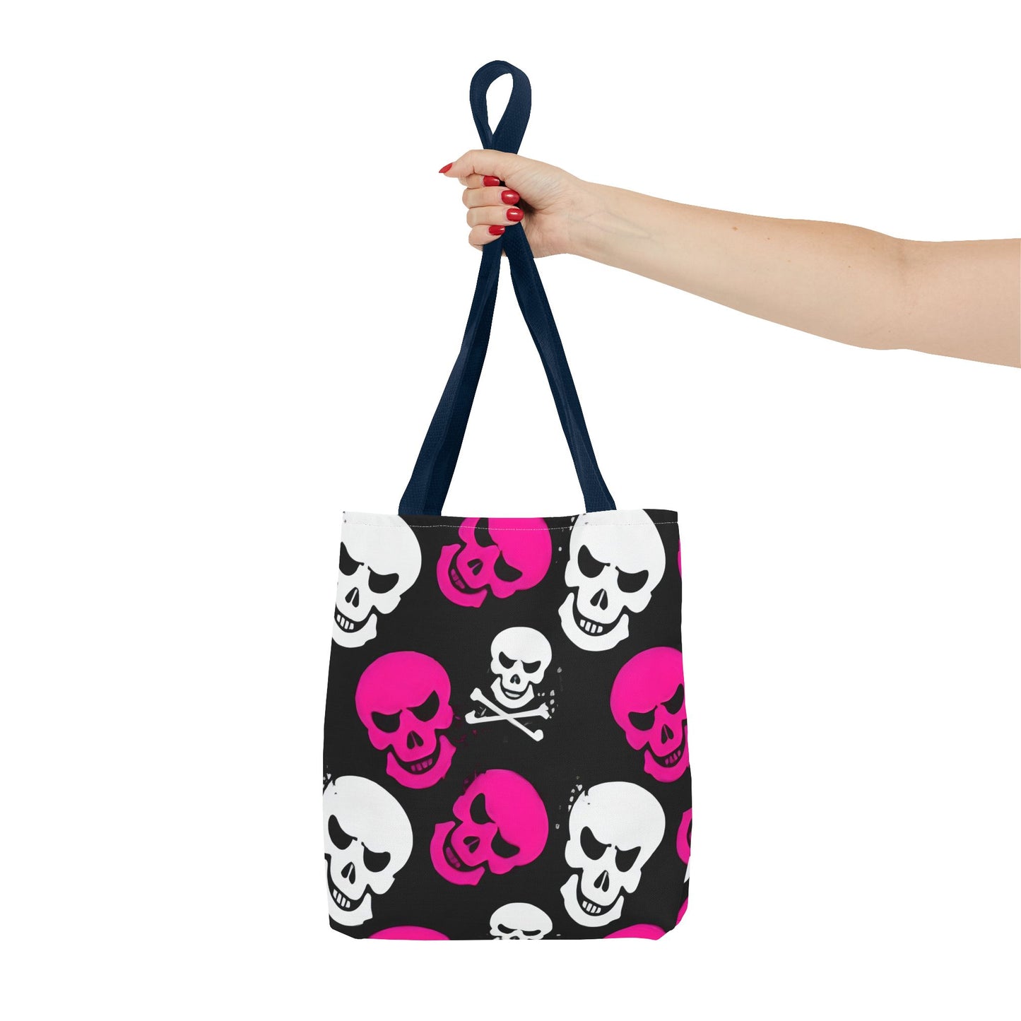 BLK WHT PINK SKULL - Tote Bag (AOP) - Rock n Royalty Designs