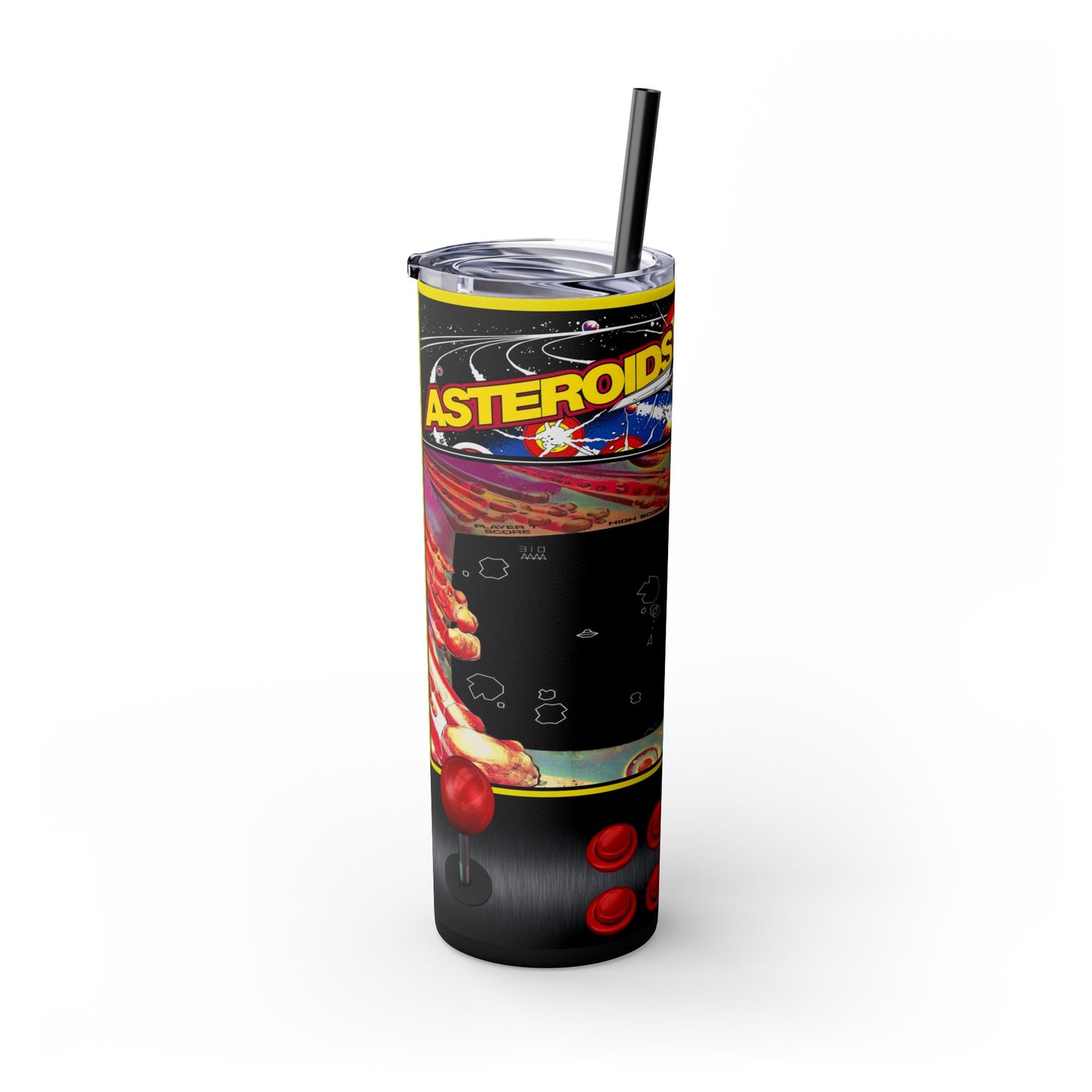 ASTROIDS ARCADE GAME - Skinny Tumbler with Straw, 20oz - Rock n Royalty Designs