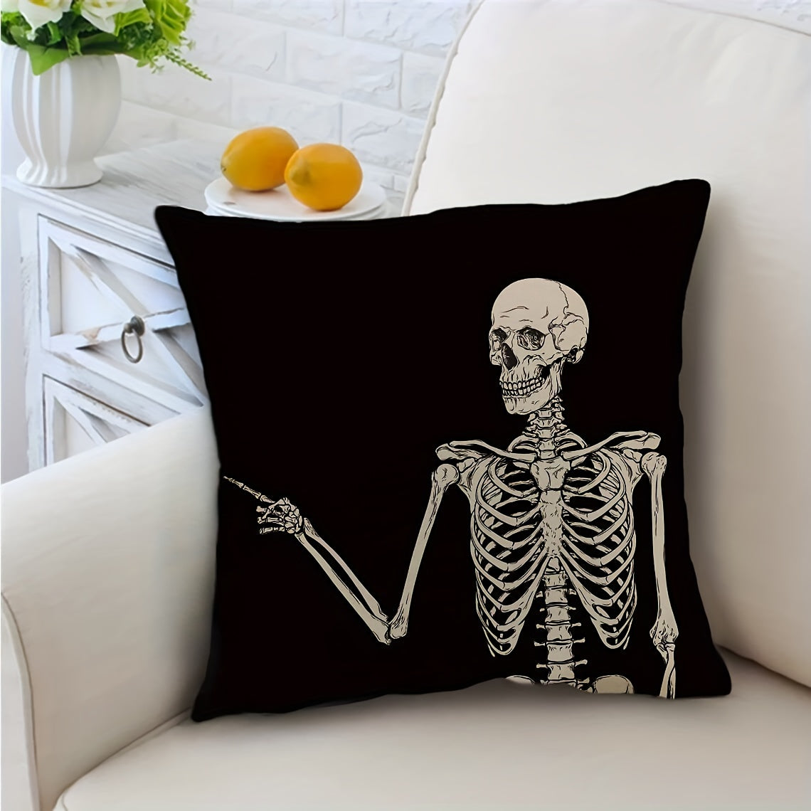 4pcs Skully Linen Blend Throw Pillow Case - Rock n Royalty Designs