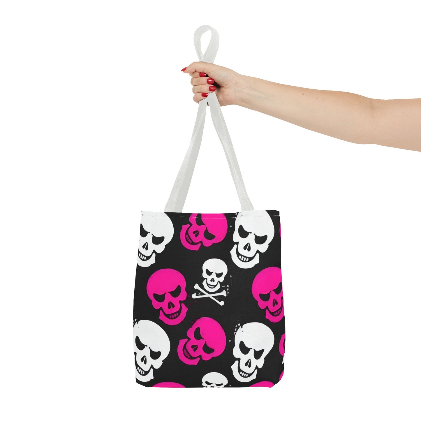 BLK WHT PINK SKULL - Tote Bag (AOP) - Rock n Royalty Designs