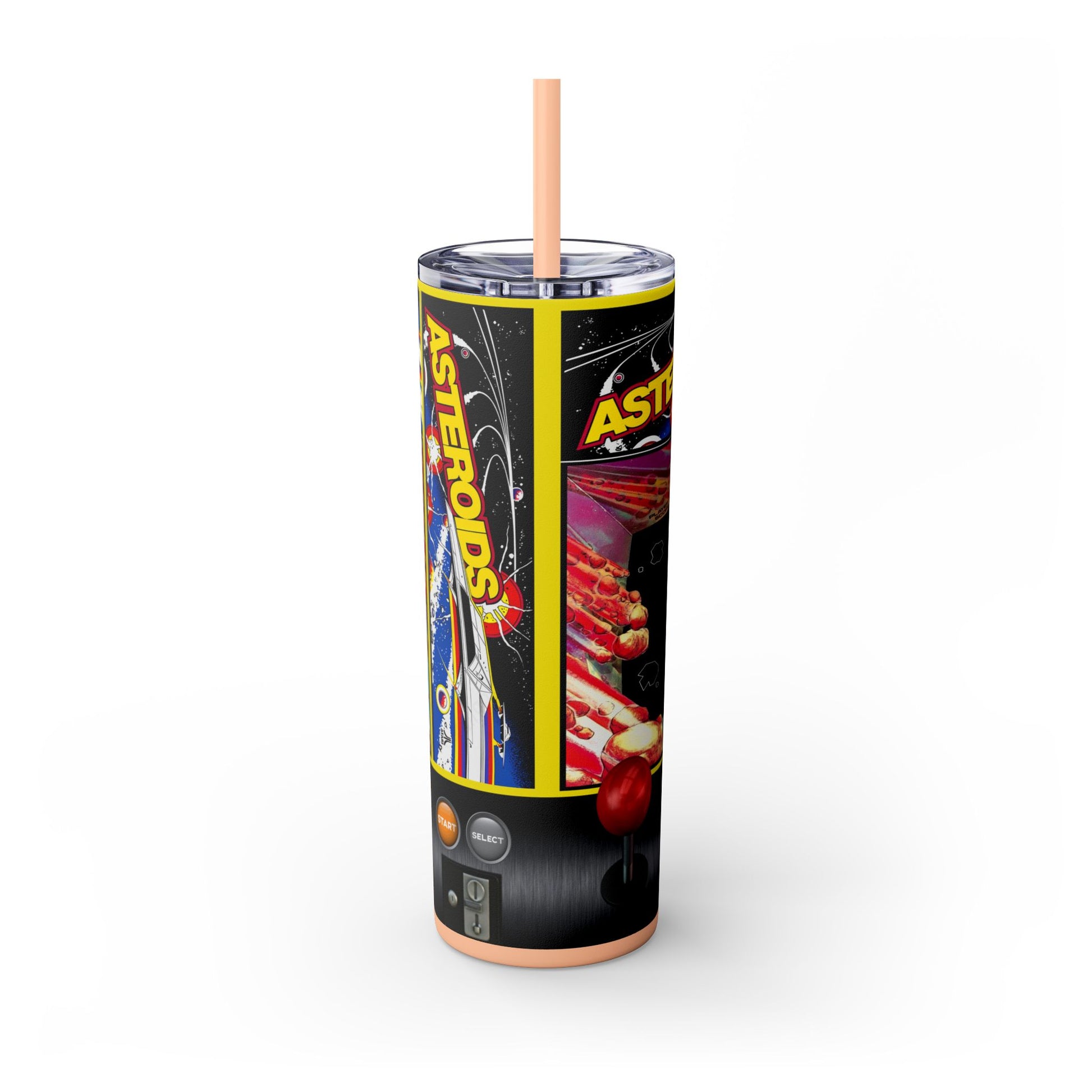 ASTROIDS ARCADE GAME - Skinny Tumbler with Straw, 20oz - Rock n Royalty Designs