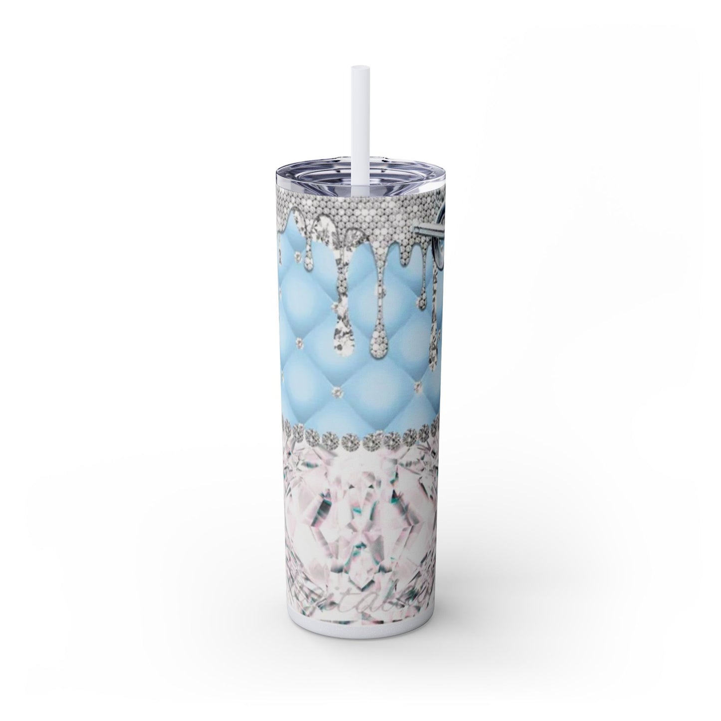 Tiff Purse Blue - Skinny Tumbler with Straw, 20oz - Rock n Royalty Designs