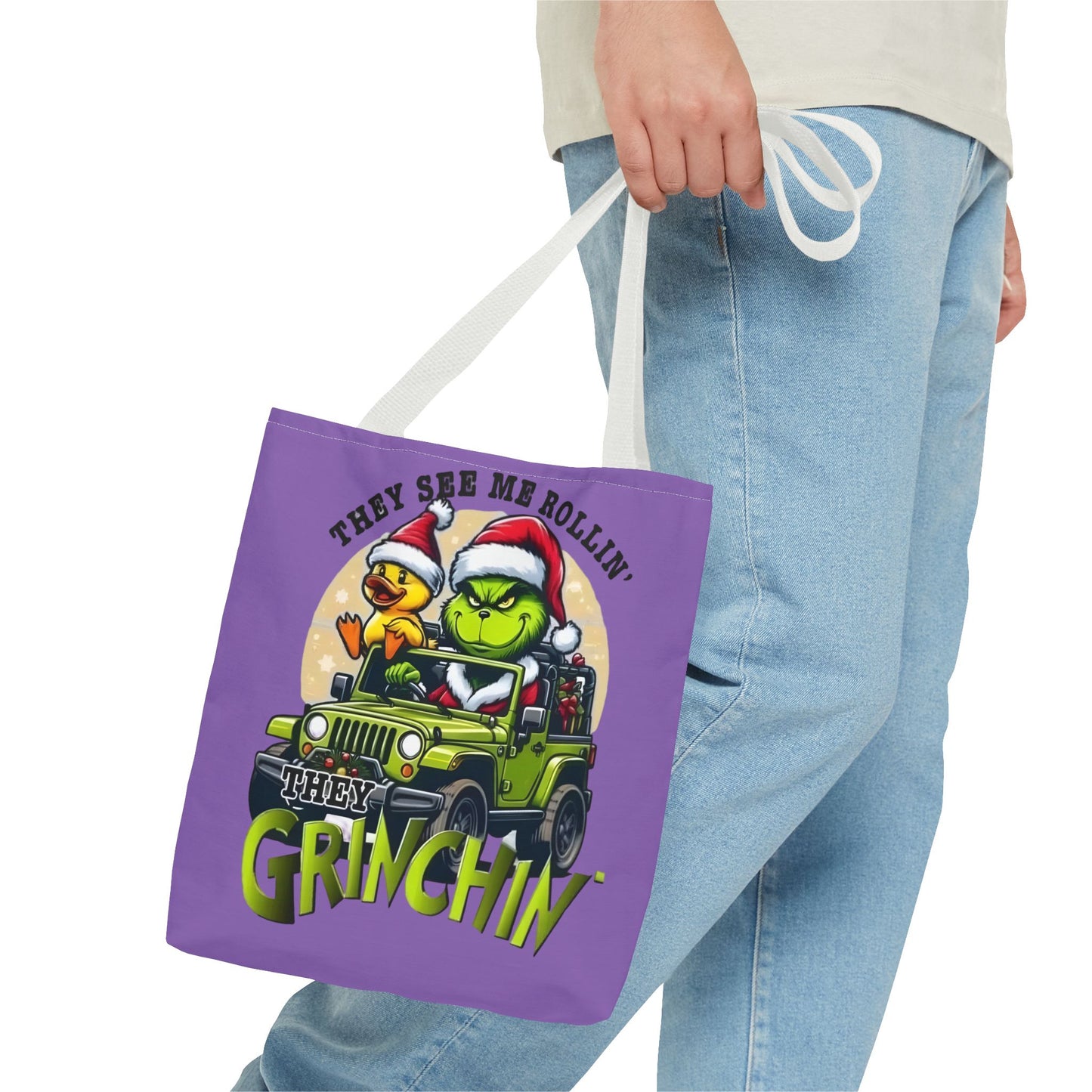 Funny Grinch Tote Bag - They see me Rollin, they Hàtin Printify