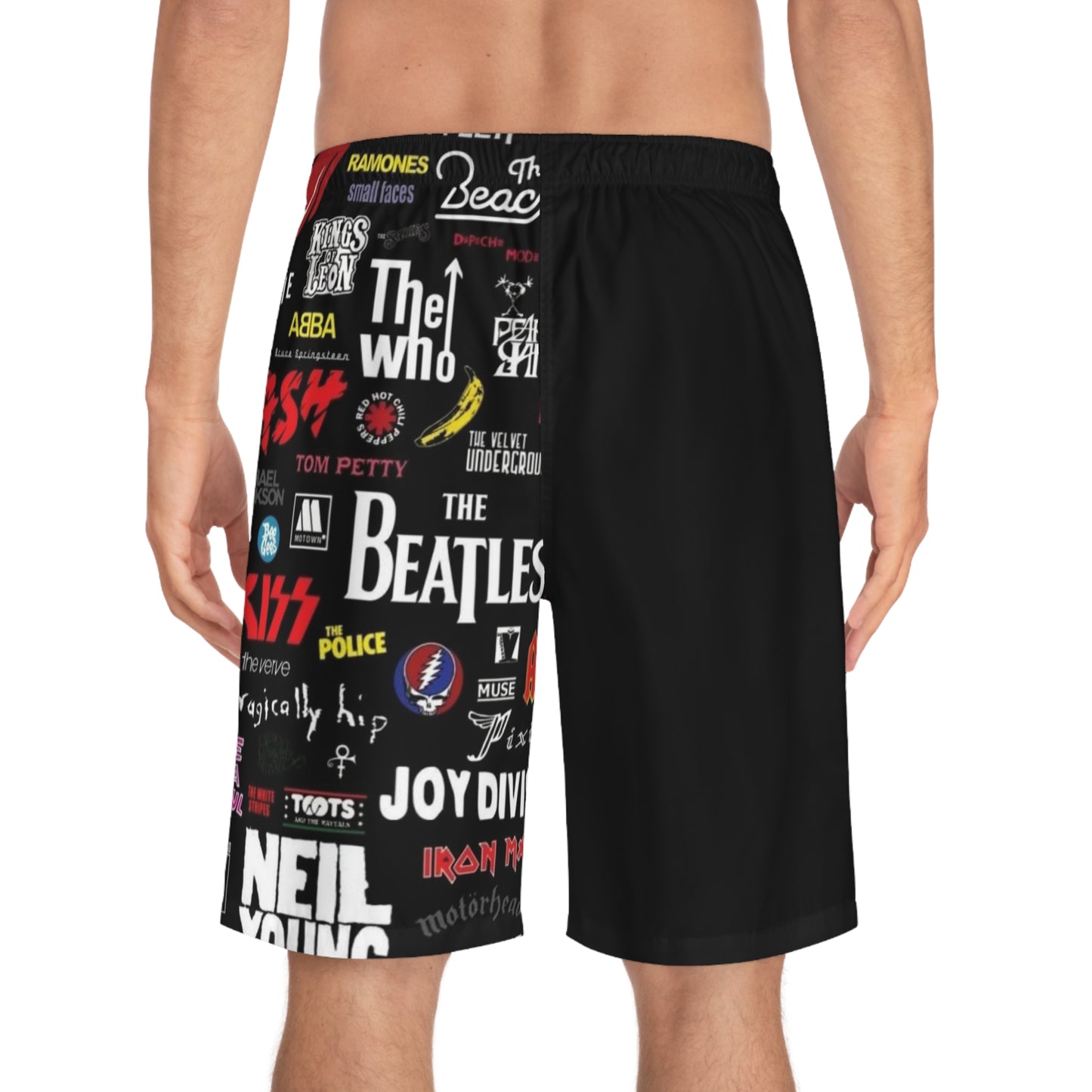 TATTOO STU FRONT BLK BACK - Men's Board Shorts (AOP) - Rock n Royalty Designs