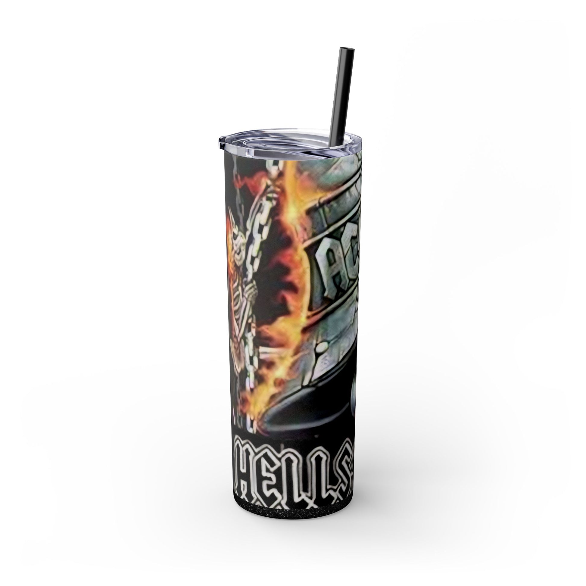 AC/DC HELLS BELLS-- Skinny Tumbler with Straw, 20oz - Rock n Royalty Designs