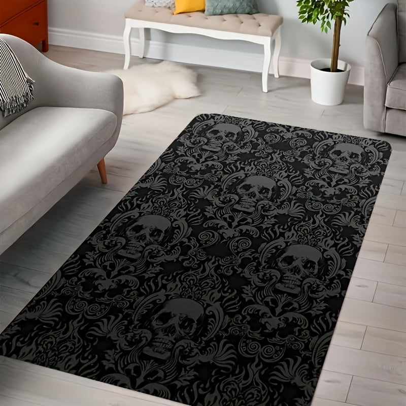 Add a Vintage Touch to Your Home with this Vintage Gothic Skull Damask Area Rug! - Rock n Royalty Designs