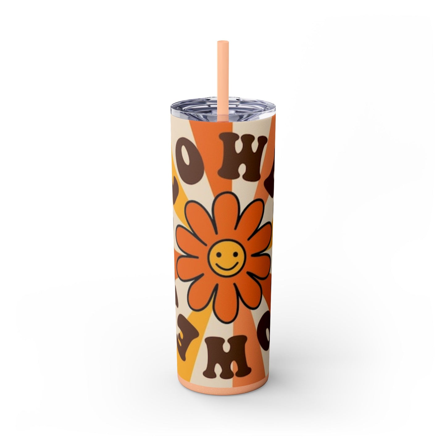 FLOWER POWER 60s -Skinny Tumbler with Straw, 20oz - Rock n Royalty Designs