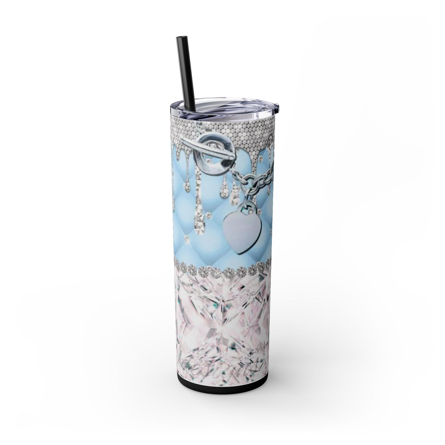 Tiff Purse Blue - Skinny Tumbler with Straw, 20oz - Rock n Royalty Designs