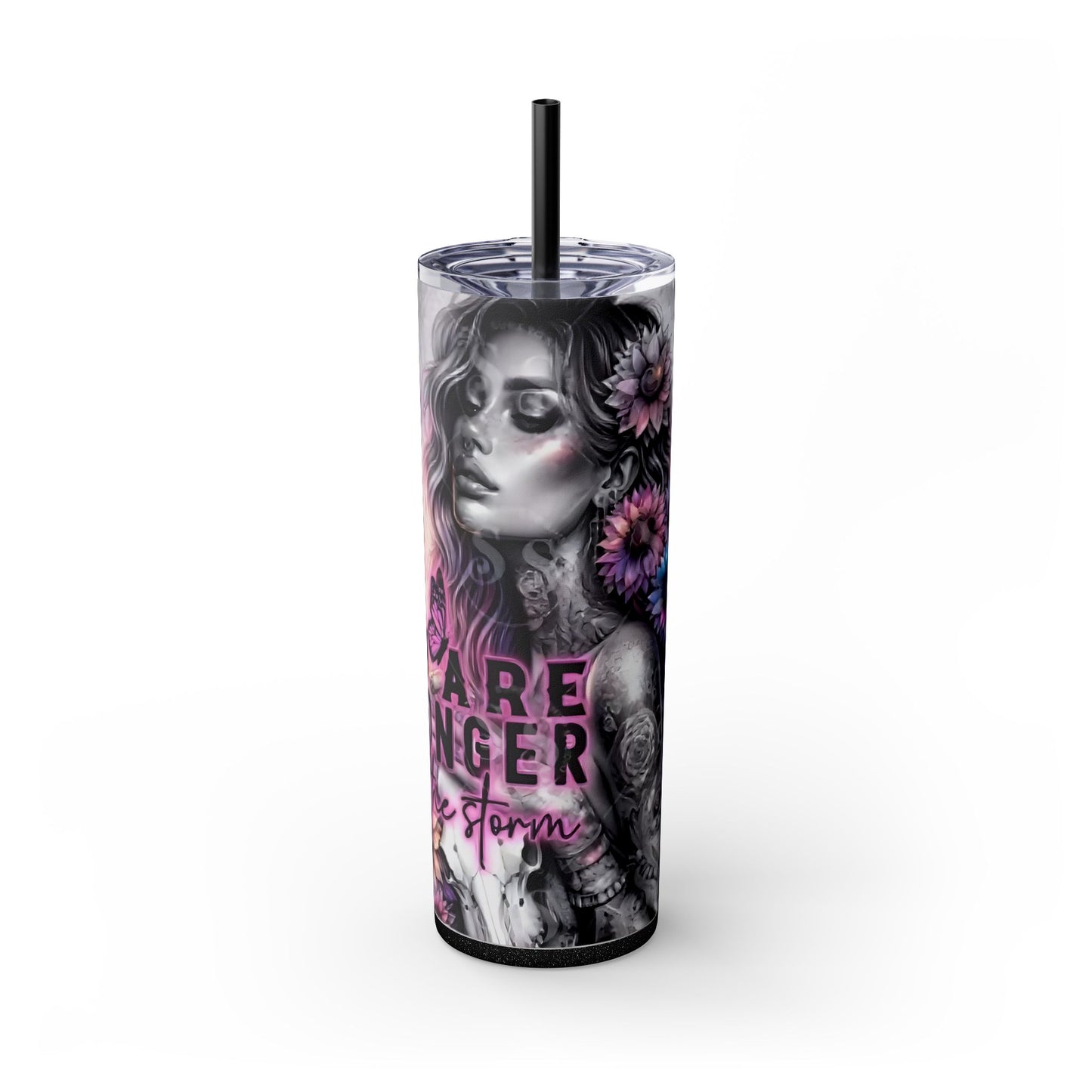 Stronger than you think - Skinny Tumbler with Straw, 20oz - Rock n Royalty Designs