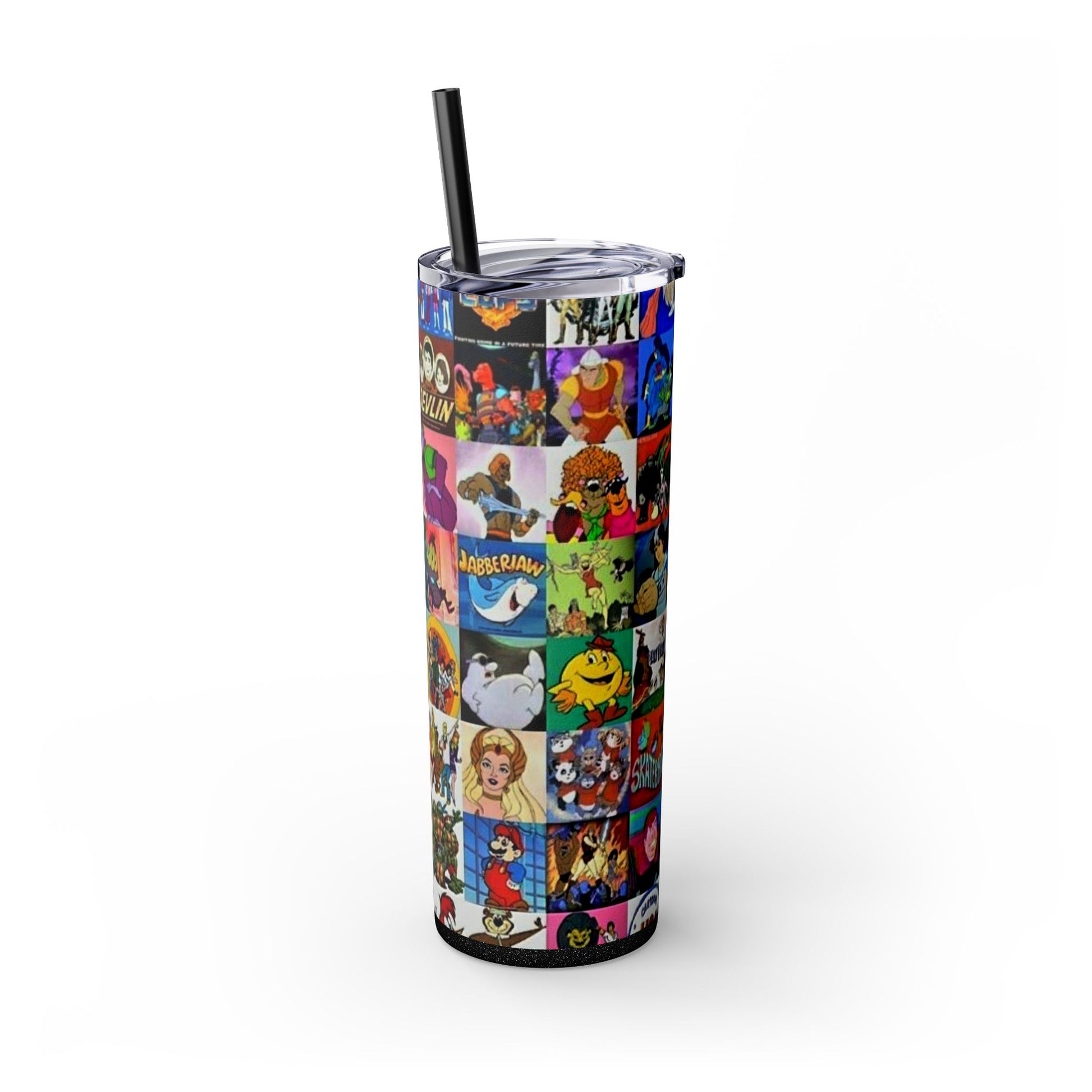 70S & 80S CARTOON CHARACTERS -Skinny Tumbler with Straw, 20oz - Rock n Royalty Designs