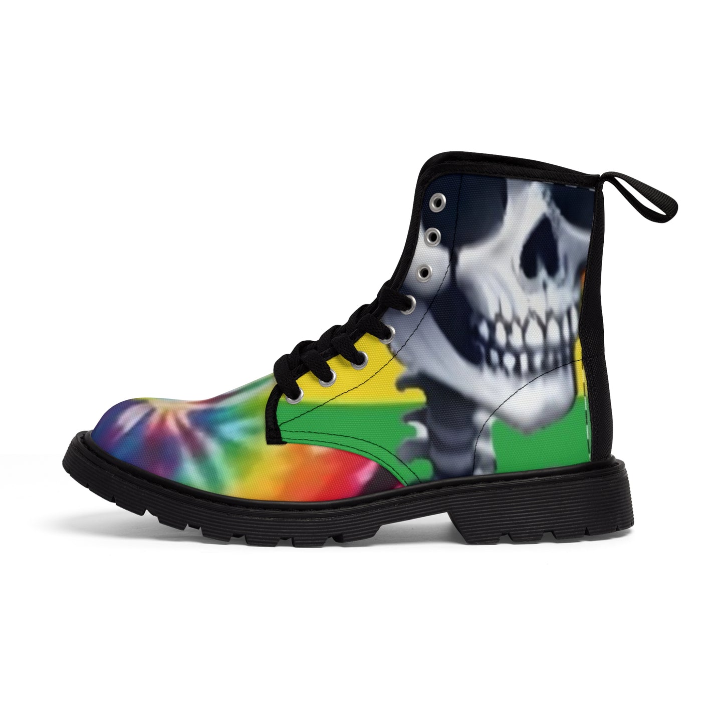 RAINBOW SKULL - Women's Canvas Boots - Rock n Royalty Designs