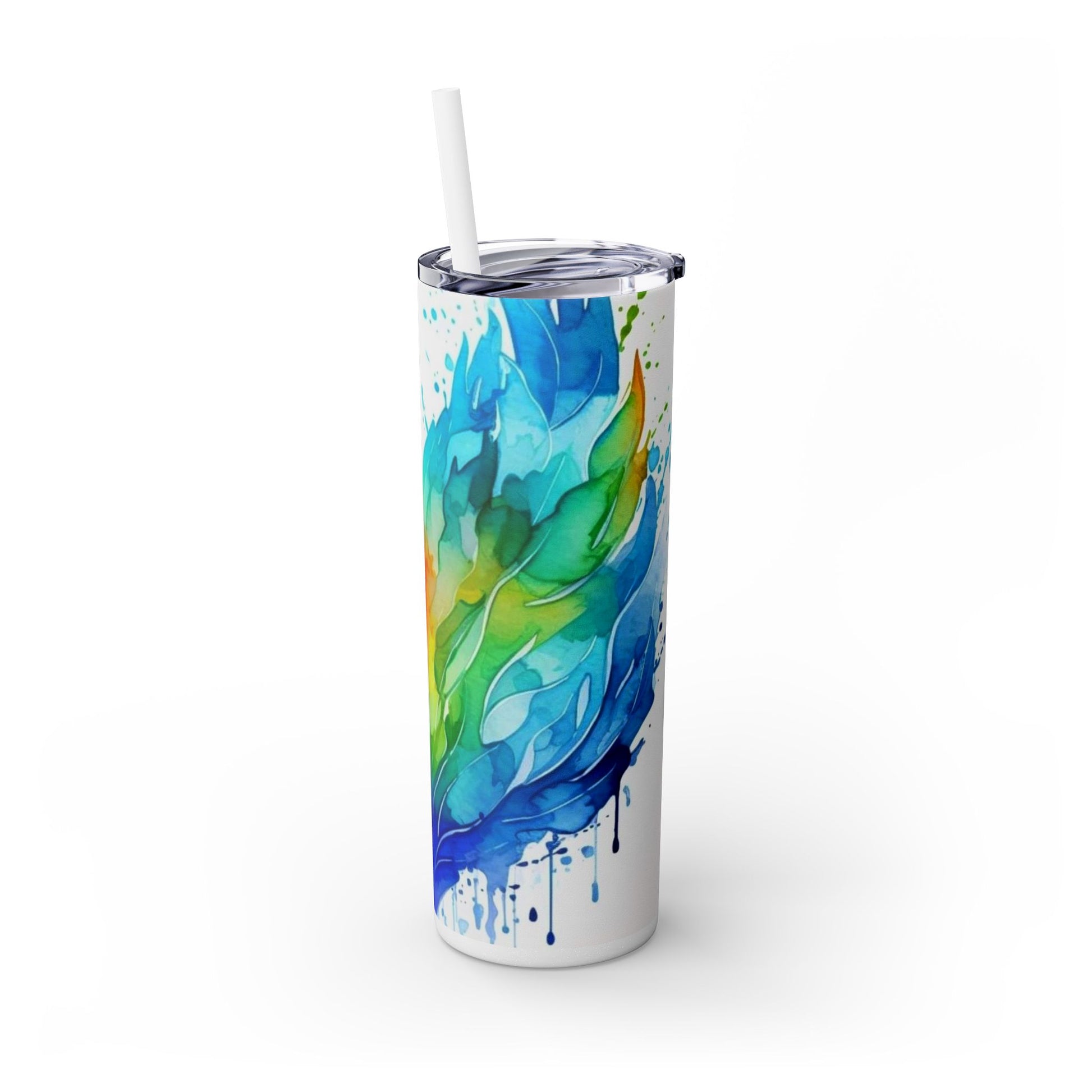 Rainbow Wngs -Skinny Tumbler with Straw, 20oz - Rock n Royalty Designs