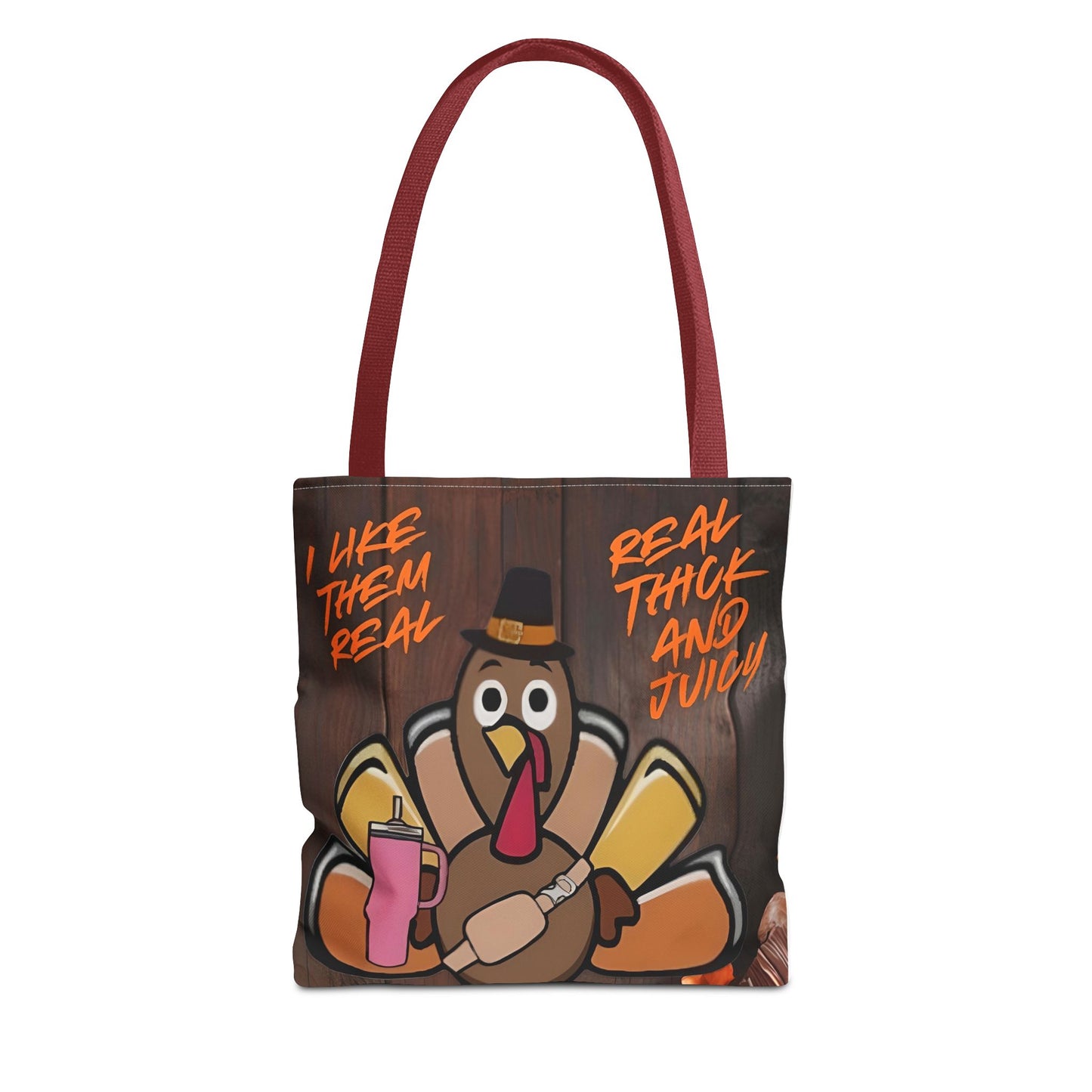 "Real Thick and Juicy Turkey Thanksgiving Tote Bag | Funny Holiday Shopping Bag" Printify