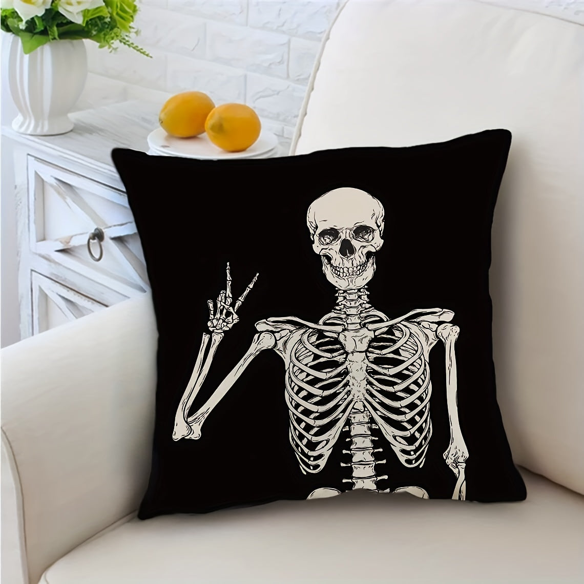 4pcs Skully Linen Blend Throw Pillow Case - Rock n Royalty Designs