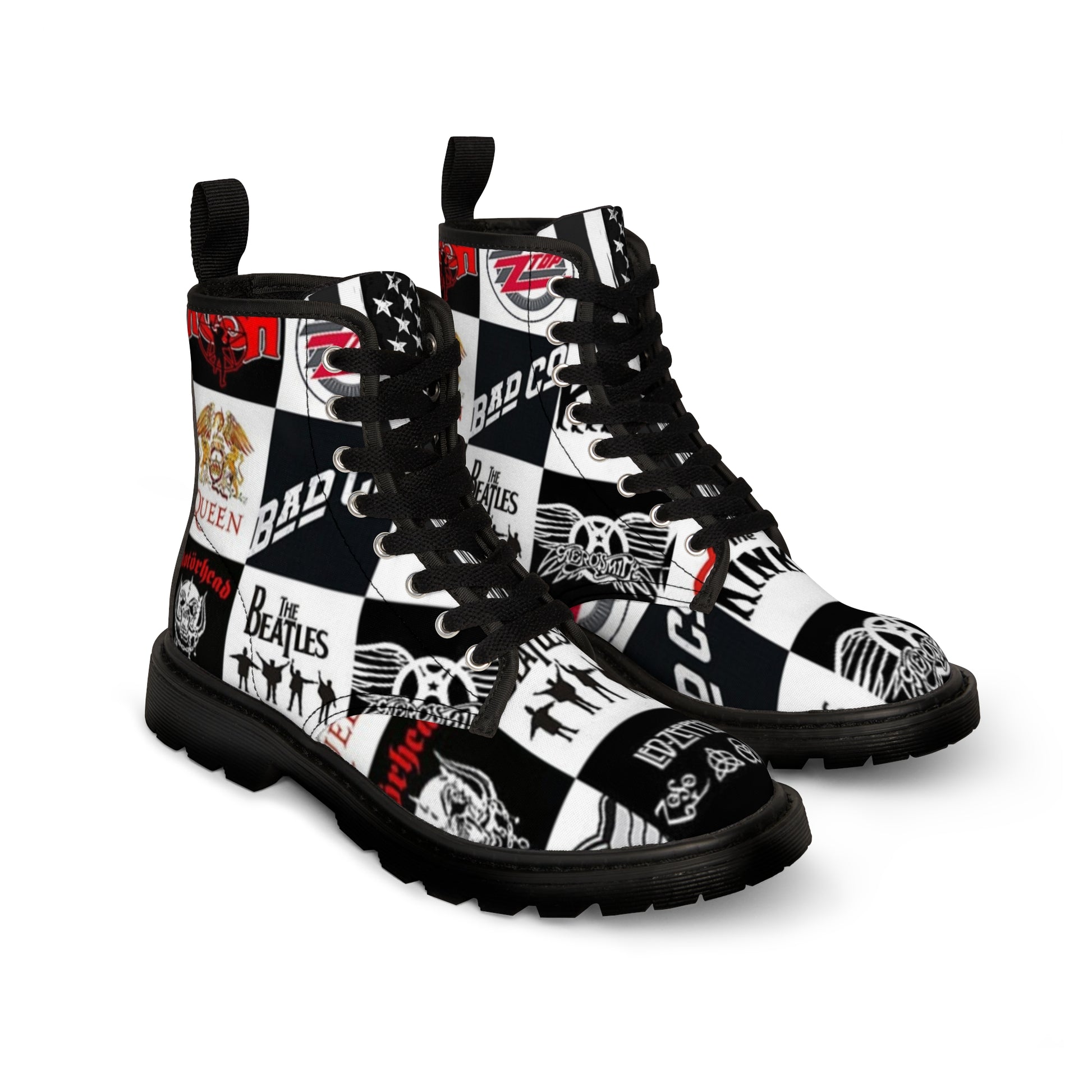 ROCK MUSIC FLAG TONGUE - Men's Canvas Boots - Rock n Royalty Designs